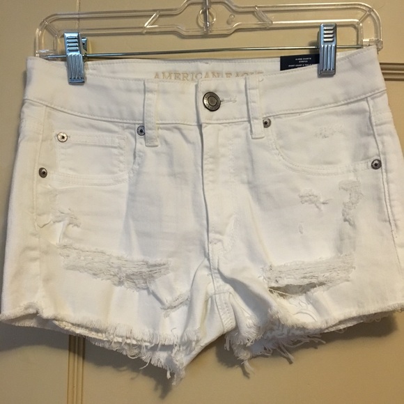american eagle white jean shorts